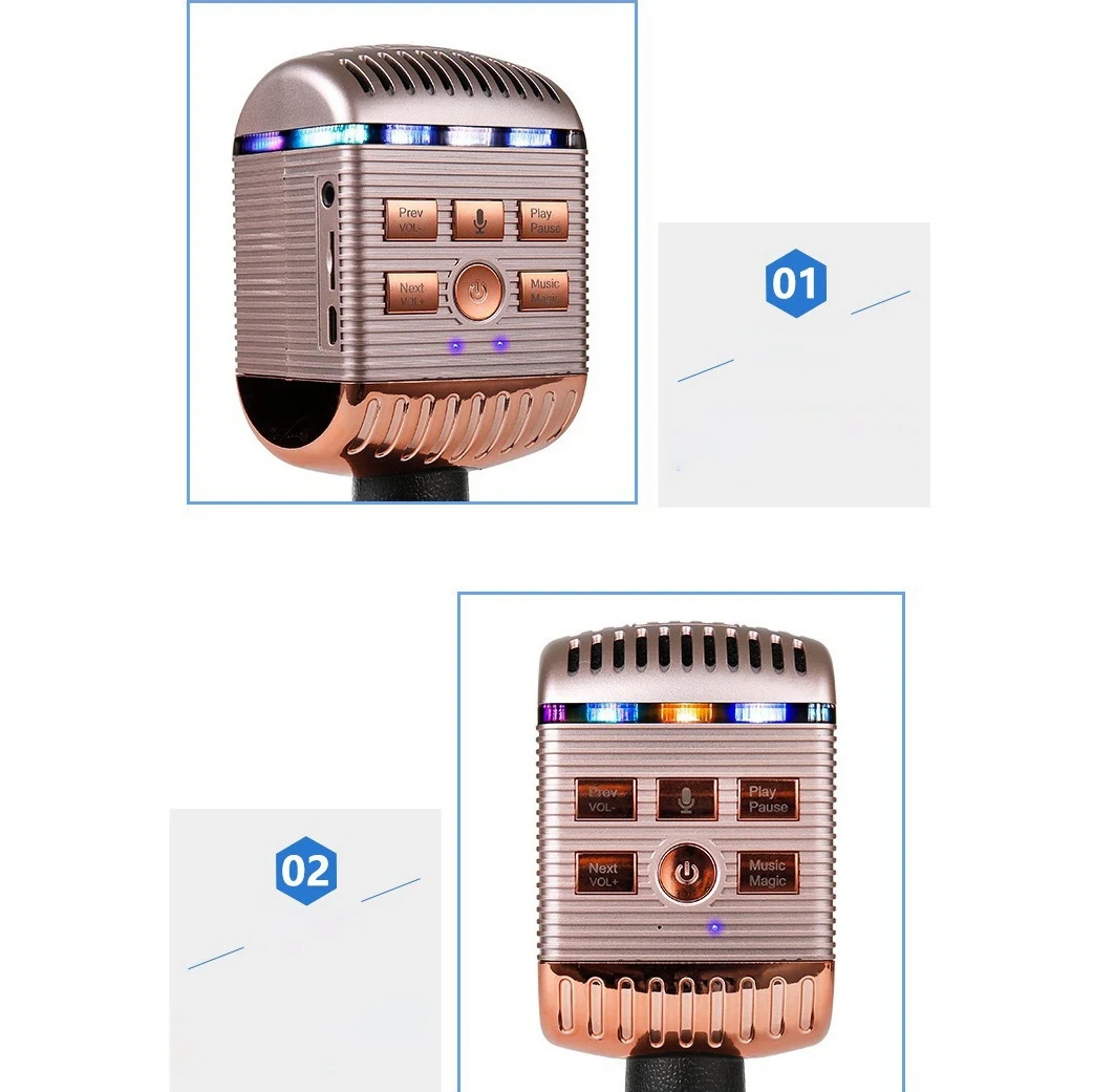 Bluetooth Wireless Microphone Portable Handheld Karaoke Live Party Singing Microphone for Mobile Phone Pc Rose Gold