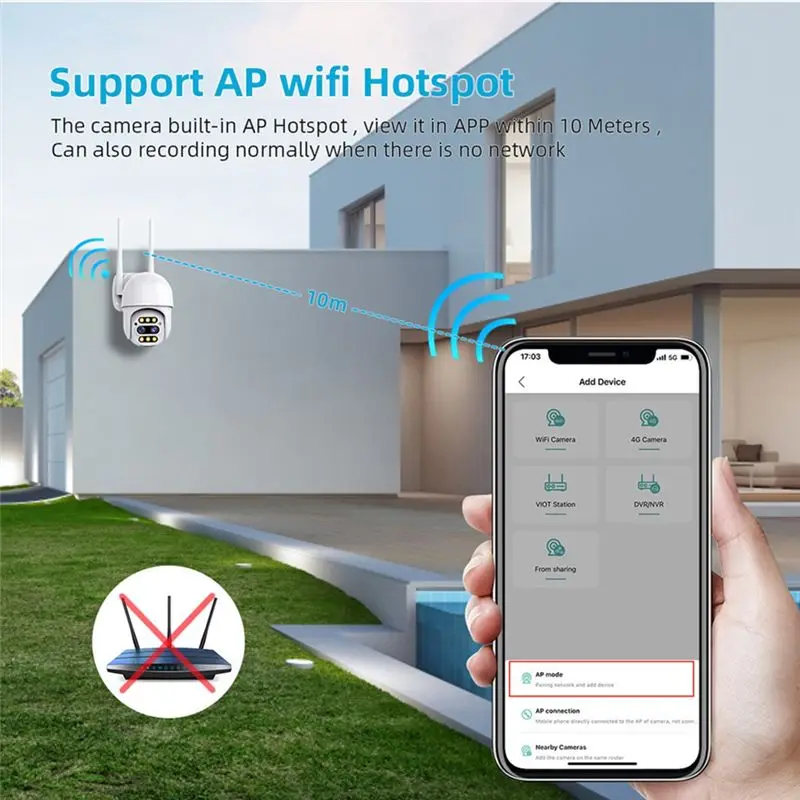 

A93P 8MP 4K Dual Lens PTZ IP Camera Wireless WiFi Human Detection 8MP Audio Security Video Surveillance Camera-US Plug