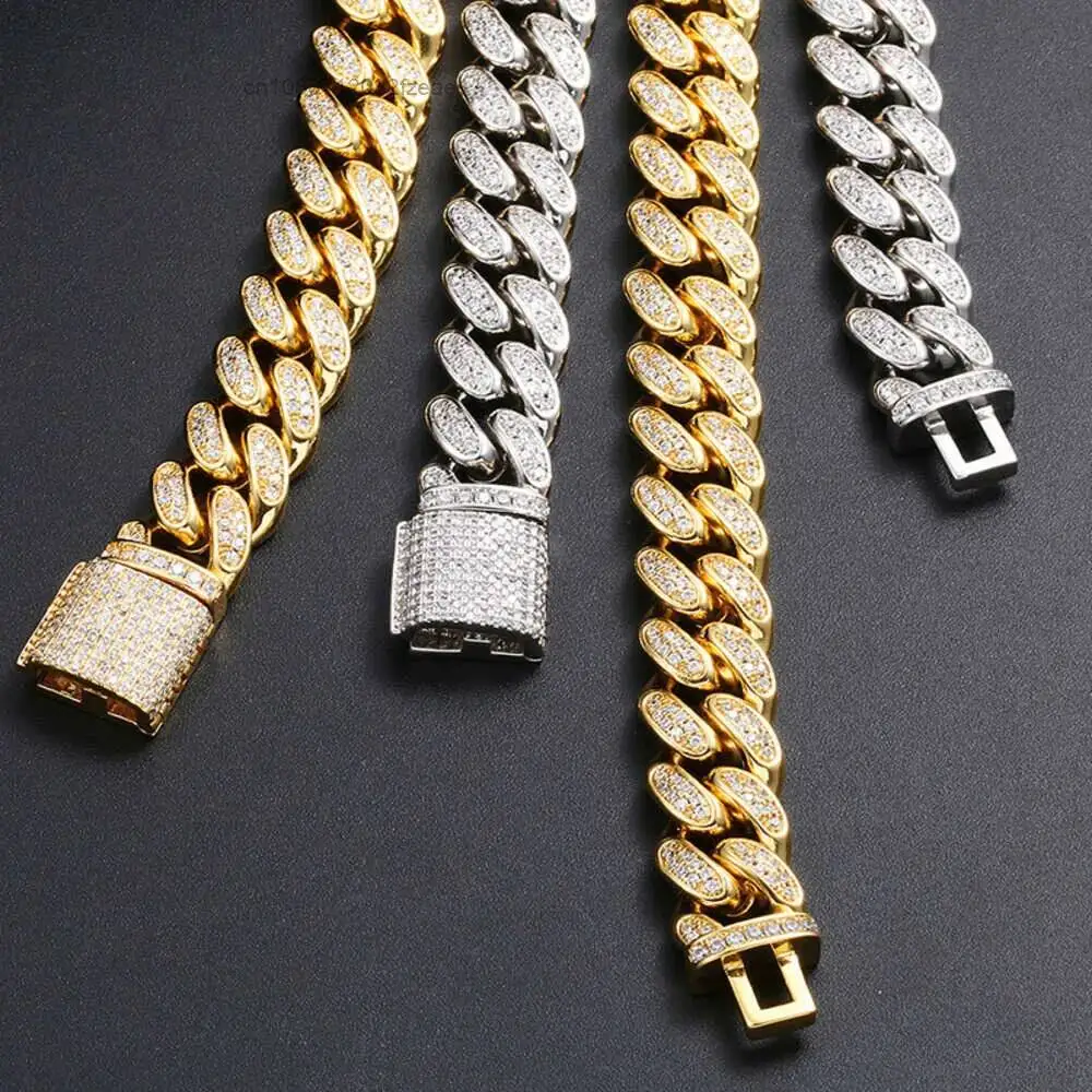 Luxury 12mm Hiphop Bling 925 Sterling Silver Moissanite Stones Thick Cuban Chain.