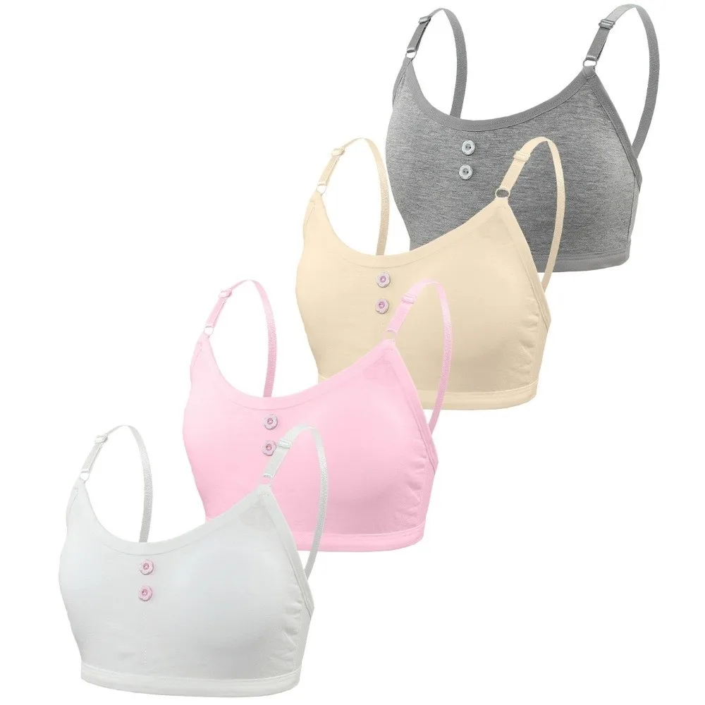 

New Cotton Girls Training Bra With Chest Pad Casual Girl's Sport Bras Developmental Bras Elastic Girl Underwear Vest