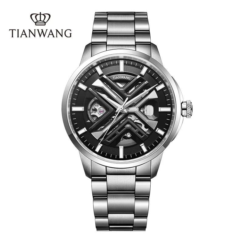 TIAN WANG Watches For Men NH70 Automatic Movement Skeleton Watch Luminous Sapphire Crystal Wristwatches Stainless Steel Watch