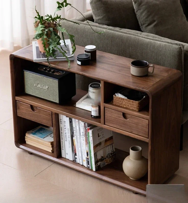 

Маленький приставной шкафчик/столик из массива черного ореха для хранения книг (Северная Америка)