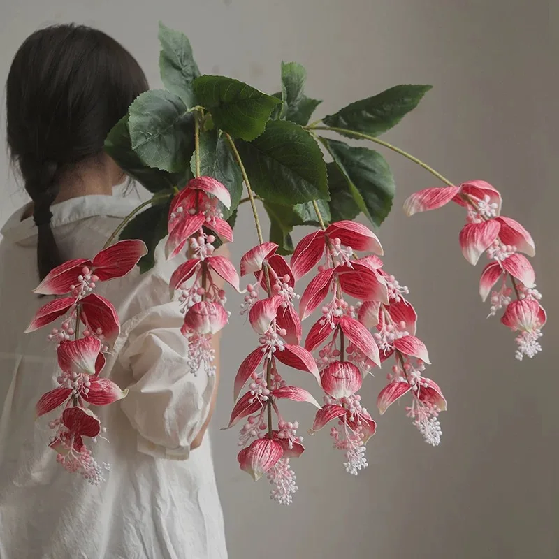 43 Zoll große, rosafarbene chinesische Puppenpflanze, künstliche Blumen, tropische Medinilla Magnifica, künstliche Blumen für Zuhause, Party, Geschäft, Hochzeitsdekoration – Detail 11