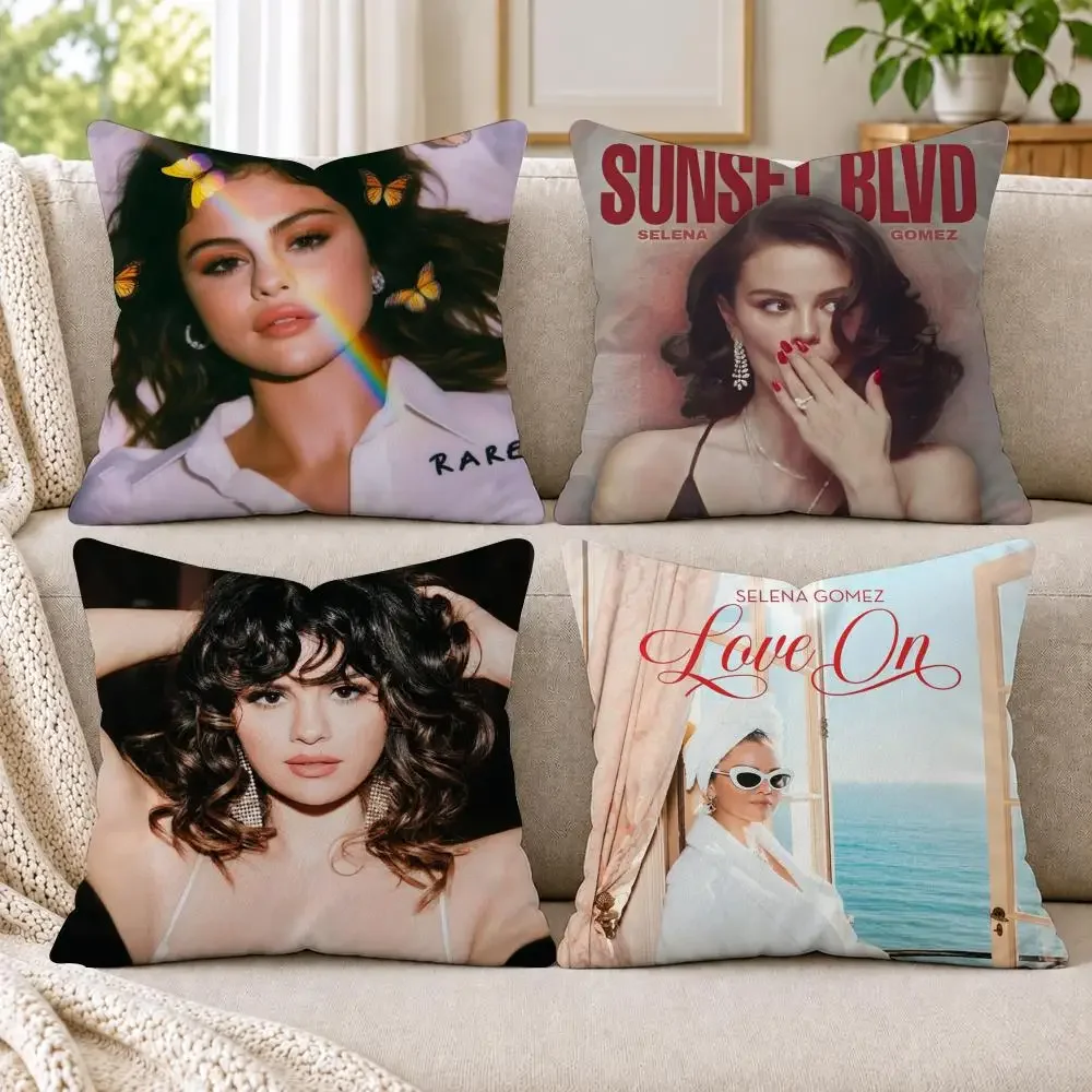 Hot Singer S-Selena G-Gomez Cushion Cover Short Plush Double-Sided Printing Sofa Living Room Throw Pillow Cover Home Decor
