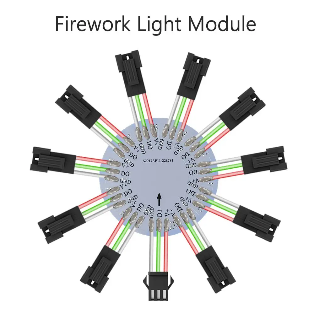 LED Firework Lights Round Module 10/12/13 Channels For WS2812B WS2811 SK6812 3Pin 5050 RGB Individually Addressable Pixel Strip