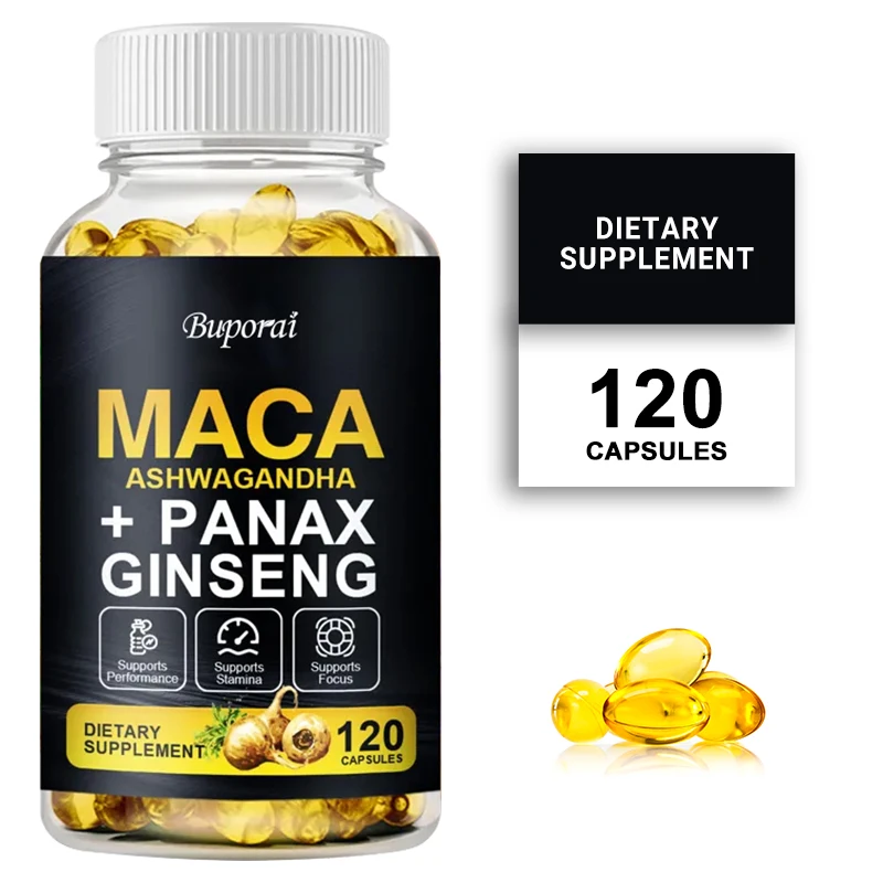 Maca, Panax Ginseng, Ashwagandha Extract Supplement To Support Hormonal Balance, Endurance, Improved Mood and Focus