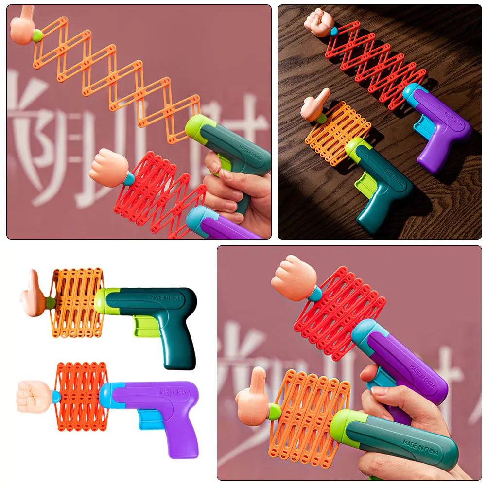 

2Sets Children Prank Props Retractable Fist Shooter Spring Indoor Party Fun Game Kids Fidget Trick Plaything Prank Props