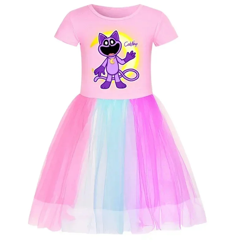 (#^.^#) 2026 New Anime Cosplay Smiling Critters Cat Nap ren's Rainbow Lace Summer Cotton Girl Clothes Princess Dress →_→LOOK ME view 5