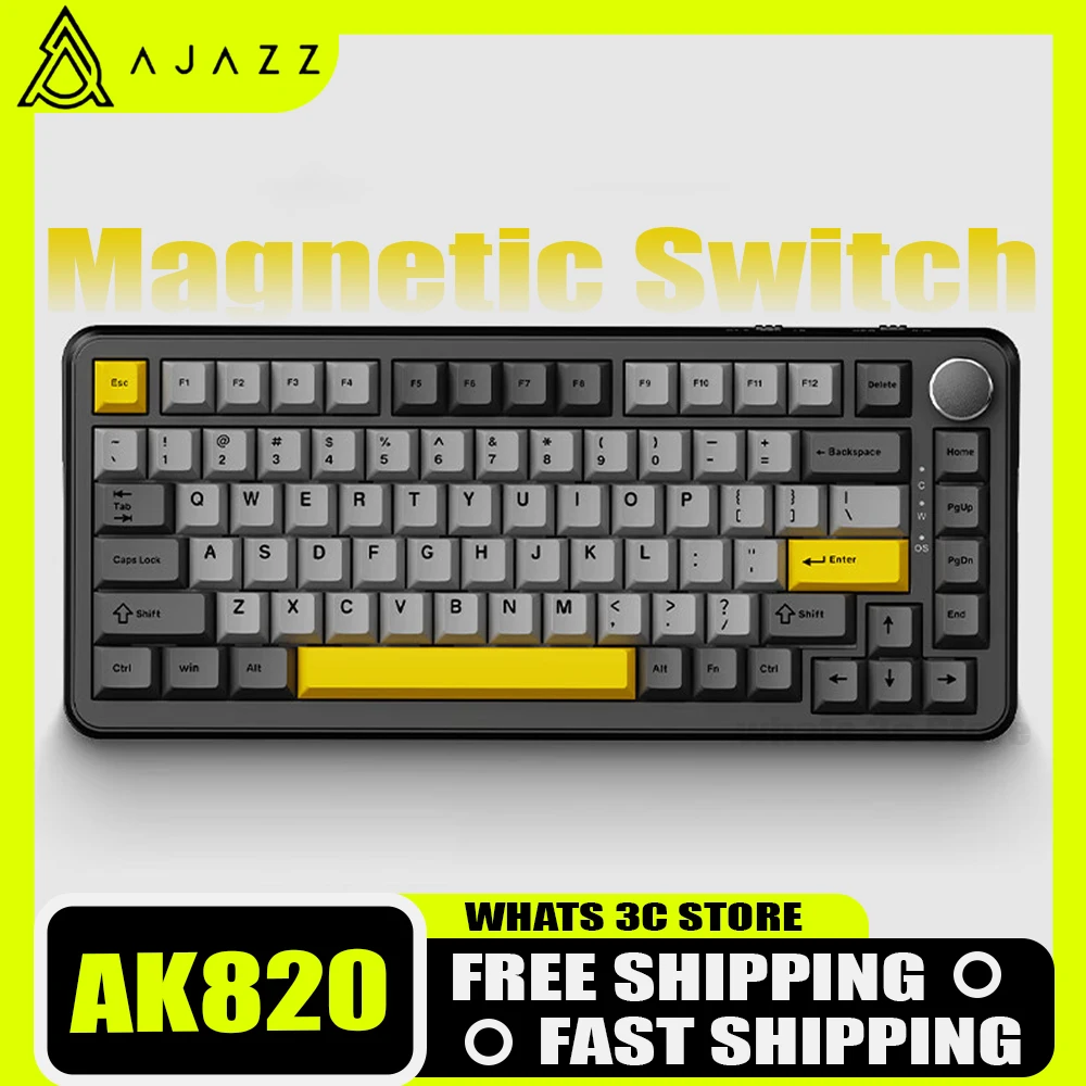 

Клавиатура AJAZZ AK820 с магнитным переключателем, многофункциональная беспроводная игровая клавиатура с RGB кнопками и TFT экраном 8K, Подарочные Подарки для любителей компьютерных игр