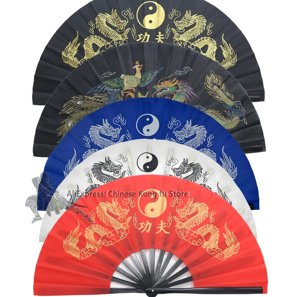 Dragon Tai Chi Kung fu Fans Wushu Martial arts Training Equipment Taiji Fan Bamboo Durable Professional