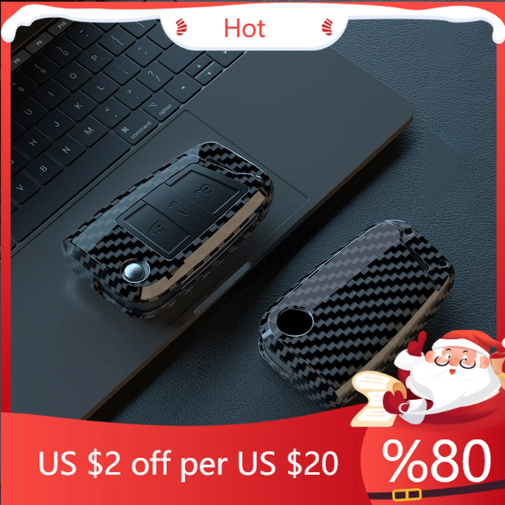 

Чехол для автомобильного ключа с рисунком из углеродного волокна, чехол для дистанционного управления, держатель для VW Volkswagen T-ROC Golf 7, Polo Tiguan T-C, внутренние наклейки