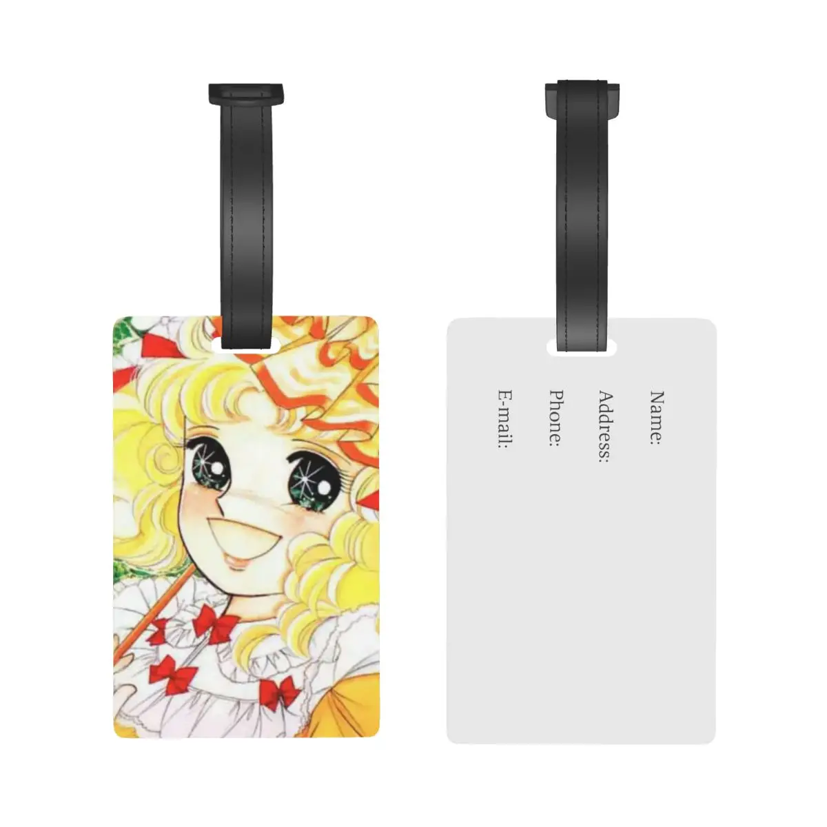 Candy Candy Anime 1 Tag bagasi Aksesori koper Travel PVC bagasi lucu Tag Boarding portabel Label pemegang alamat nama ID