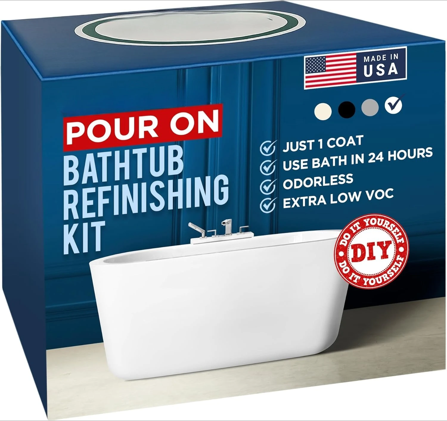 

2K Bathtub Refinishing Kit - Pour On Bathtub Paint White Gloss Finish Kit, 1 Coat Odorless Sink and Bath Tub Paint –Hot Sale