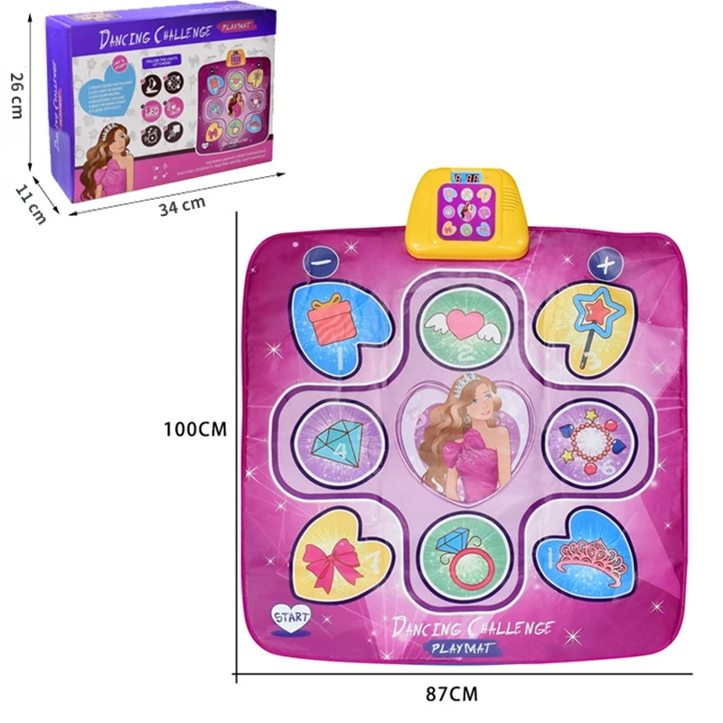 Baby Foldable Play Mat 5 Modes Dance Pad with LED Light Music Kids Educational Activity Gym Crawling Carpet Gift Toys for Girls