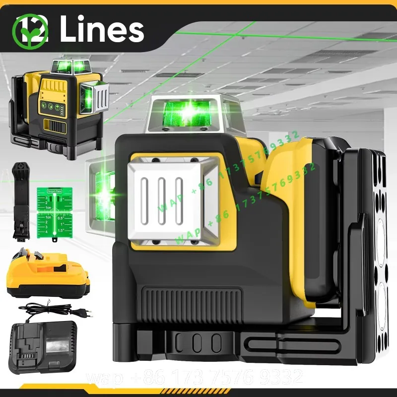 

【Premium】3D 12 Level 360° Professional Cross Level Construction Tool Level Tool With One Battery Plstic Box
