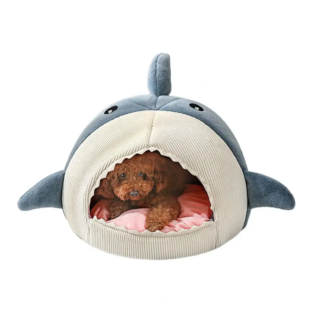 Good Cat Nest Sleeping Bed Pet Bed Cartoon Shark Shape Cozy Washable Dog Mini House  Warm