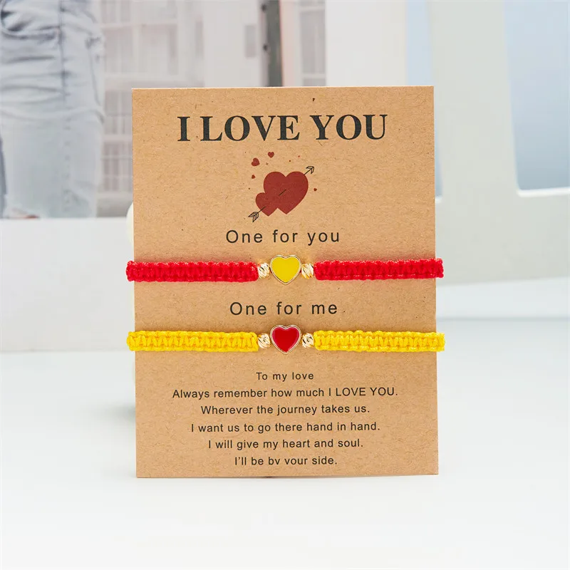 2er-Set mit farbenfrohen, herzförmigen, passenden Armbändern für Paare, Freundschaften, trendige Paar-Armbänder, Jahrestagsgeschenke zum Valentinstag – Detail 28