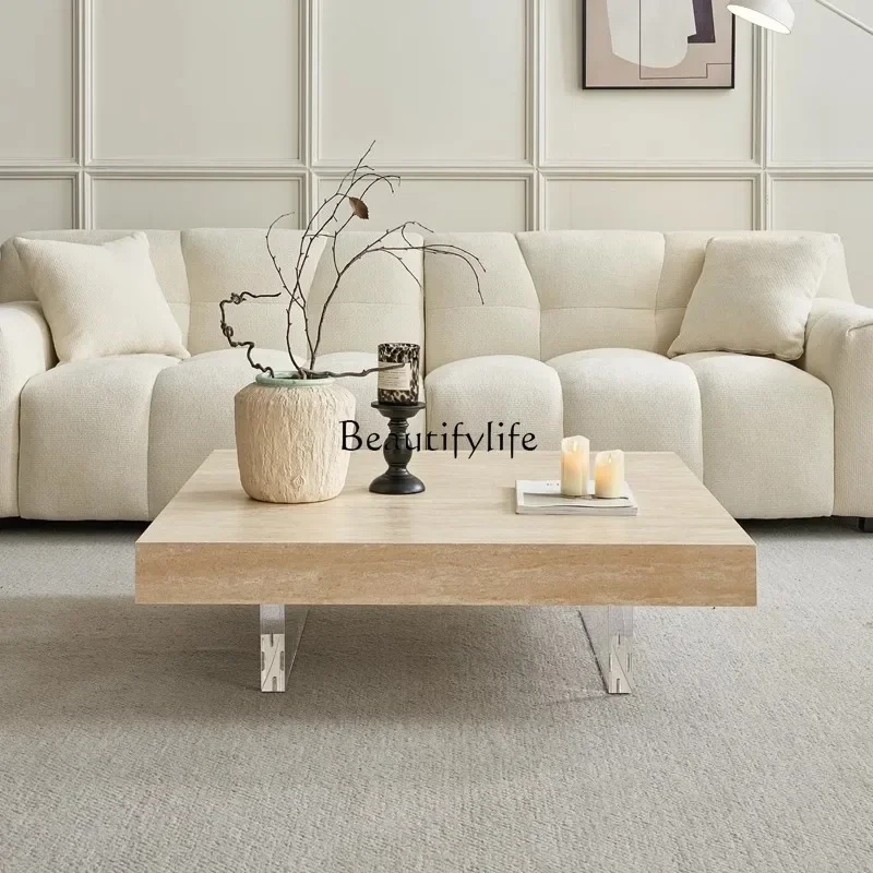 FG52Wabi رمل الرياح الحجر الجيري المعلق لوح الصخور طاولة القهوة الاكريليك المنزلية شقة صغيرة