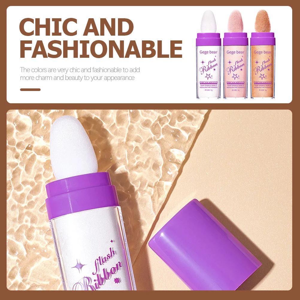 3 قطع من بودرة هايلايتر لامعة للجسم، بودرة هايلايتر للمكياج، بريق للوجه، شعر الجسم، براقة #2