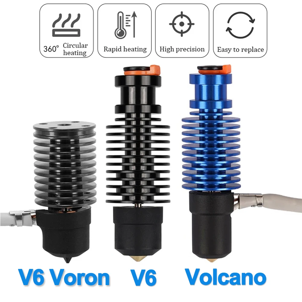 For Voron 2.4 3D Printer 24V 50W 60W Volcano Hot End V6 Hotend kit Ceramic Heating Core Print Head For Voron Prusa Ender 3 CR10