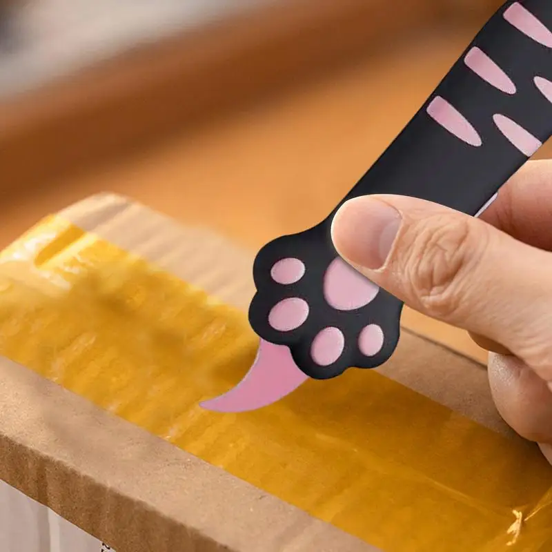 Retractable Box Cutter Telescopic Package Opener Portable Cat Paw Envelope Slitter Cute Tool For Opening Packages Cartons