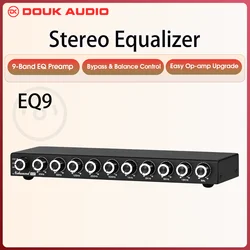 Douk Audio HiFi EQ9 9-Band Stereo EQ Preamp Analog Pre-Amplifier Equalizer Audio Processor for Home/Car
