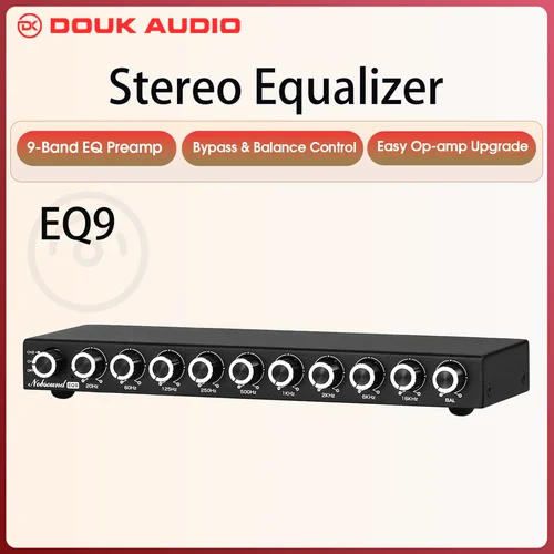 Douk Audio HiFi EQ9 preamplificador EQ estéreo de 9 bandas preamplificador analógico ecualizador procesador de Audio para hogar/coche