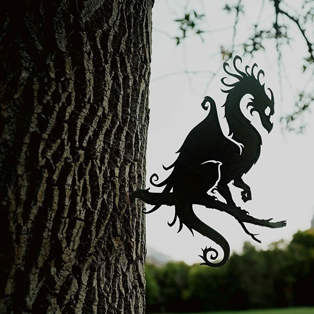 Fairy Garden/Backyard Art Tree/Silhouette Art Dragon Decoration