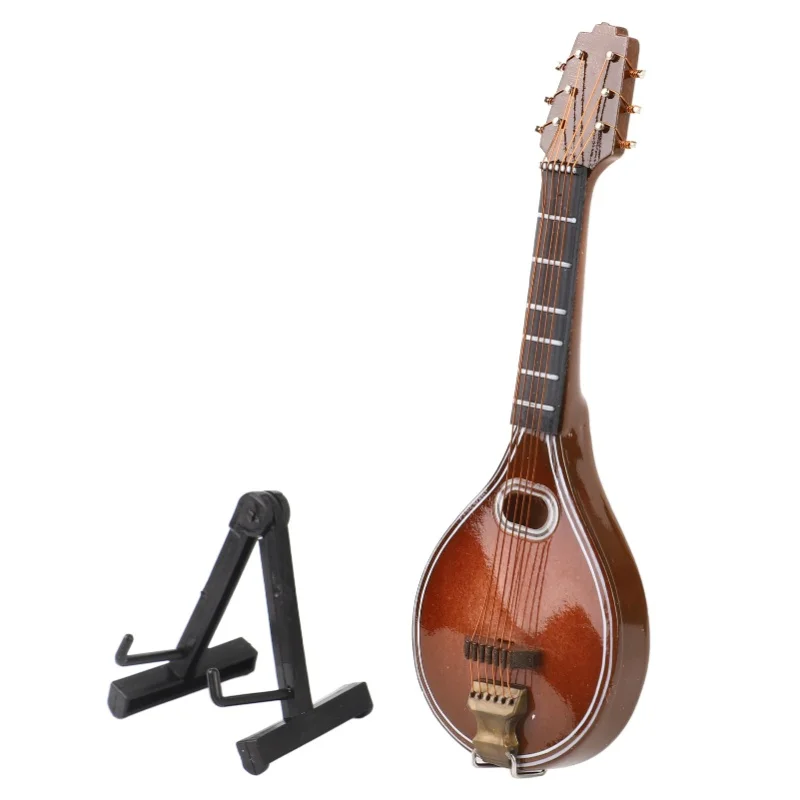Mini instrumento de bandolim que economiza espaço, elegante, feito à mão, 8 cordas, modelo de bandolim para presentes, decoração de casa