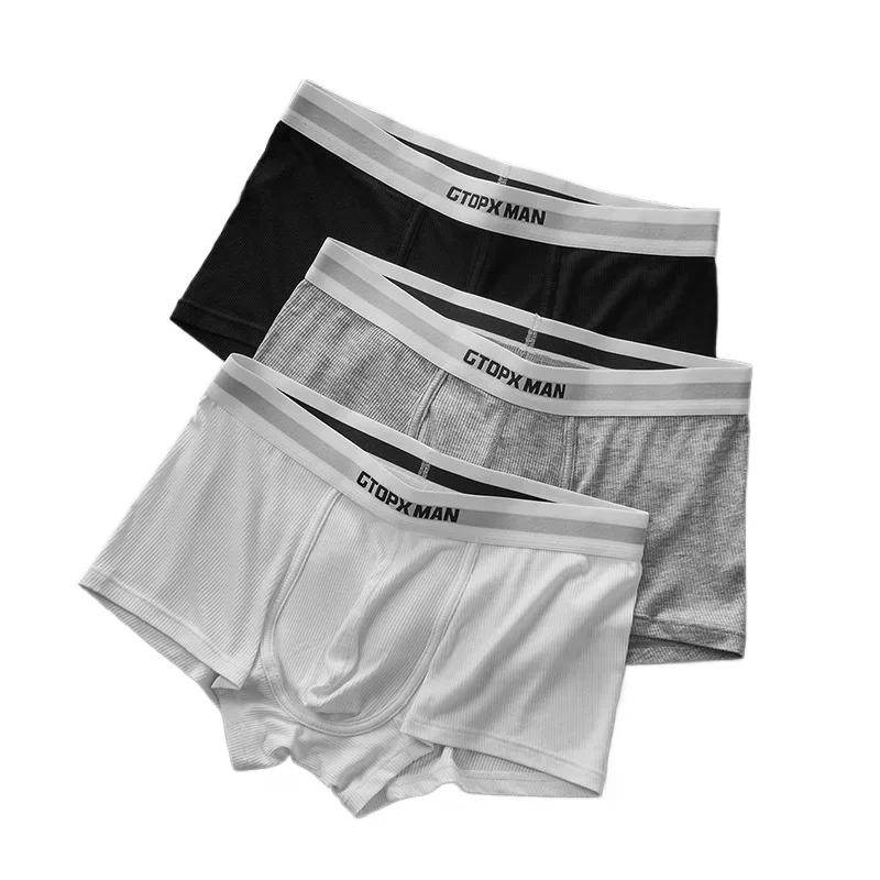GTOPXMAN Men Trunks Threaded Panties Enlarged U Convex Pouch Underwear Sweat-Absorbing Breathable Underpants Thin Sports Boxers
