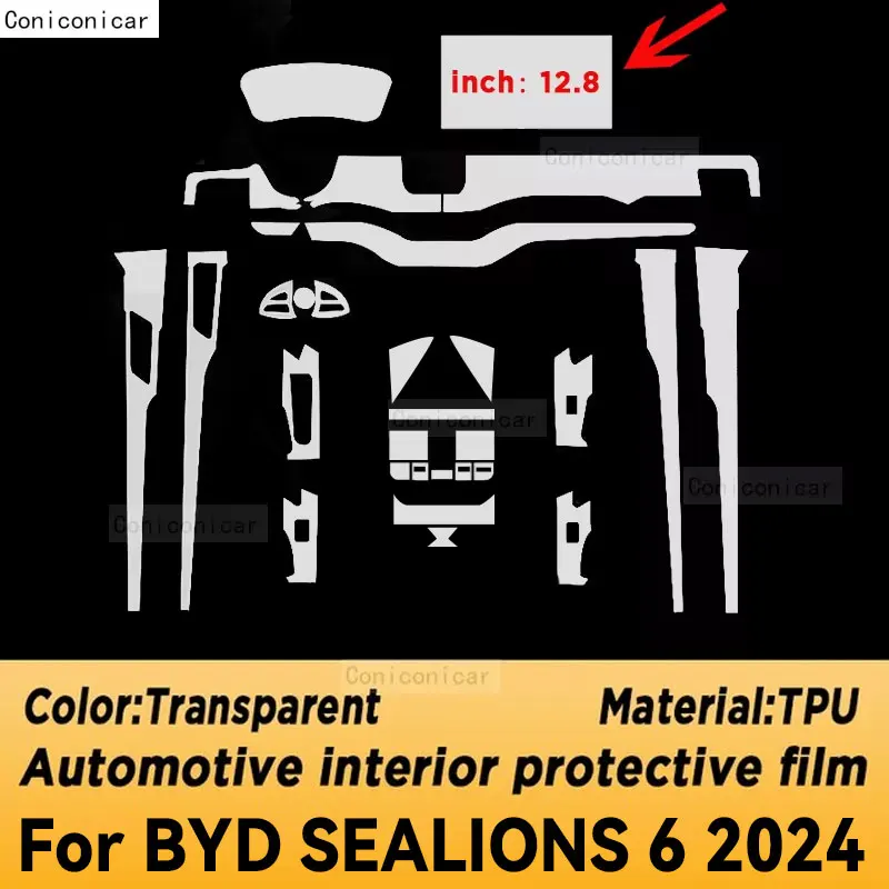 For BYD Sealions 6 2023 2024 Car Multimedia screen Center Gear Panel TPU Automotive Interior Protective Film