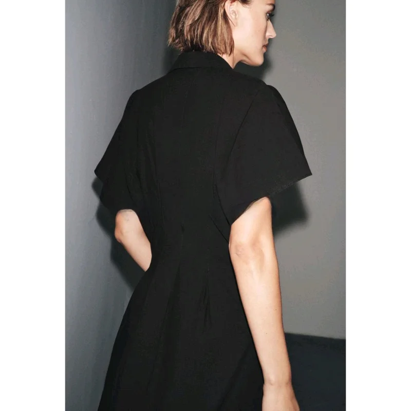 Outono nova chegada feminina a linha dr com gola em camadas ort sve comprimento médio único botão casual dr