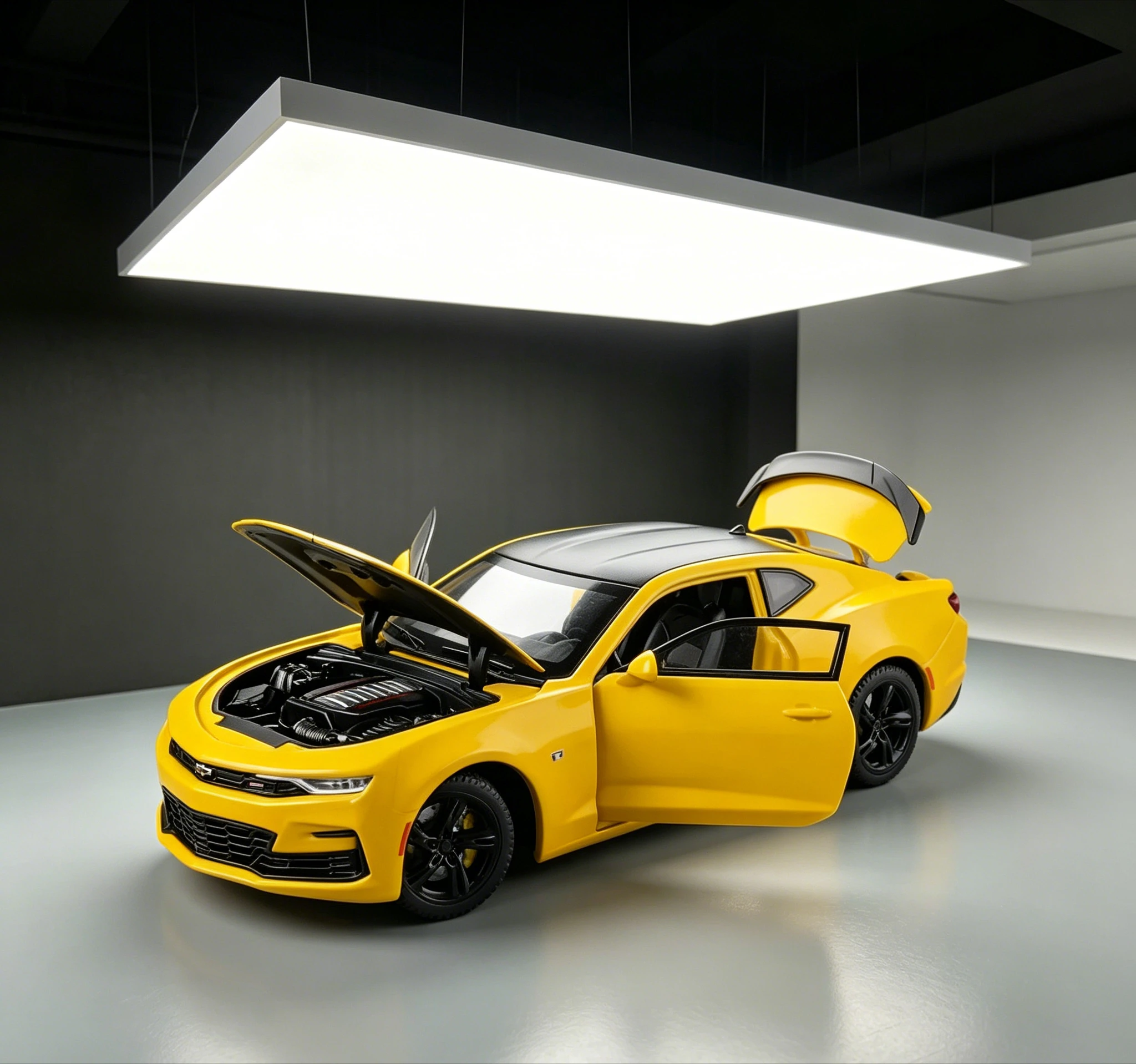 1:24 Scale Chevrolet Camaro Bumblebee Diecast Car, Alloy Model Toy with Pull Back, Sound & Light Function