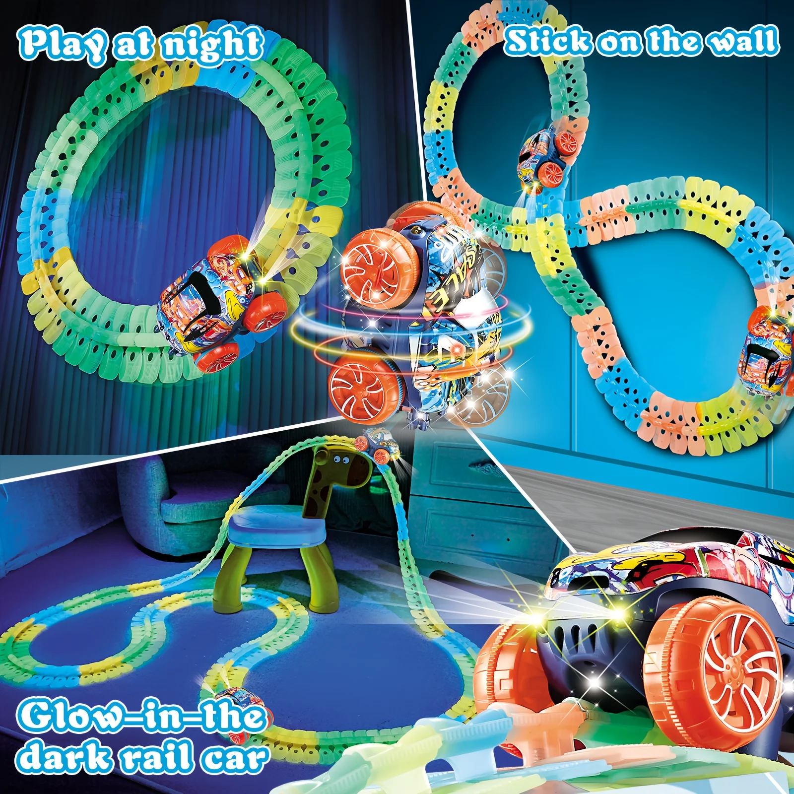 235PCS ฉากไดโนเสาร์ Luminous Track Car