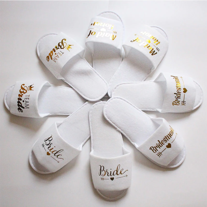 Bride To Be Slippers Team Bride Shower Wedding Decoration Bridesmaid Hen Party Soft Slippers Ladies Bachelorette Party Supplies