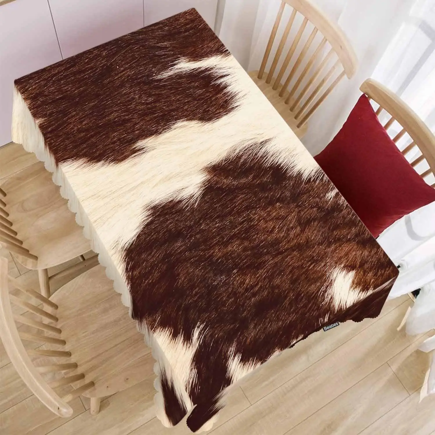 Rustic Cow Print Tablecloth Luxury Farmhouse Dining Table Cover Sheet Kitchen Decor Centerpiece Animal Print Home Decoration Tab