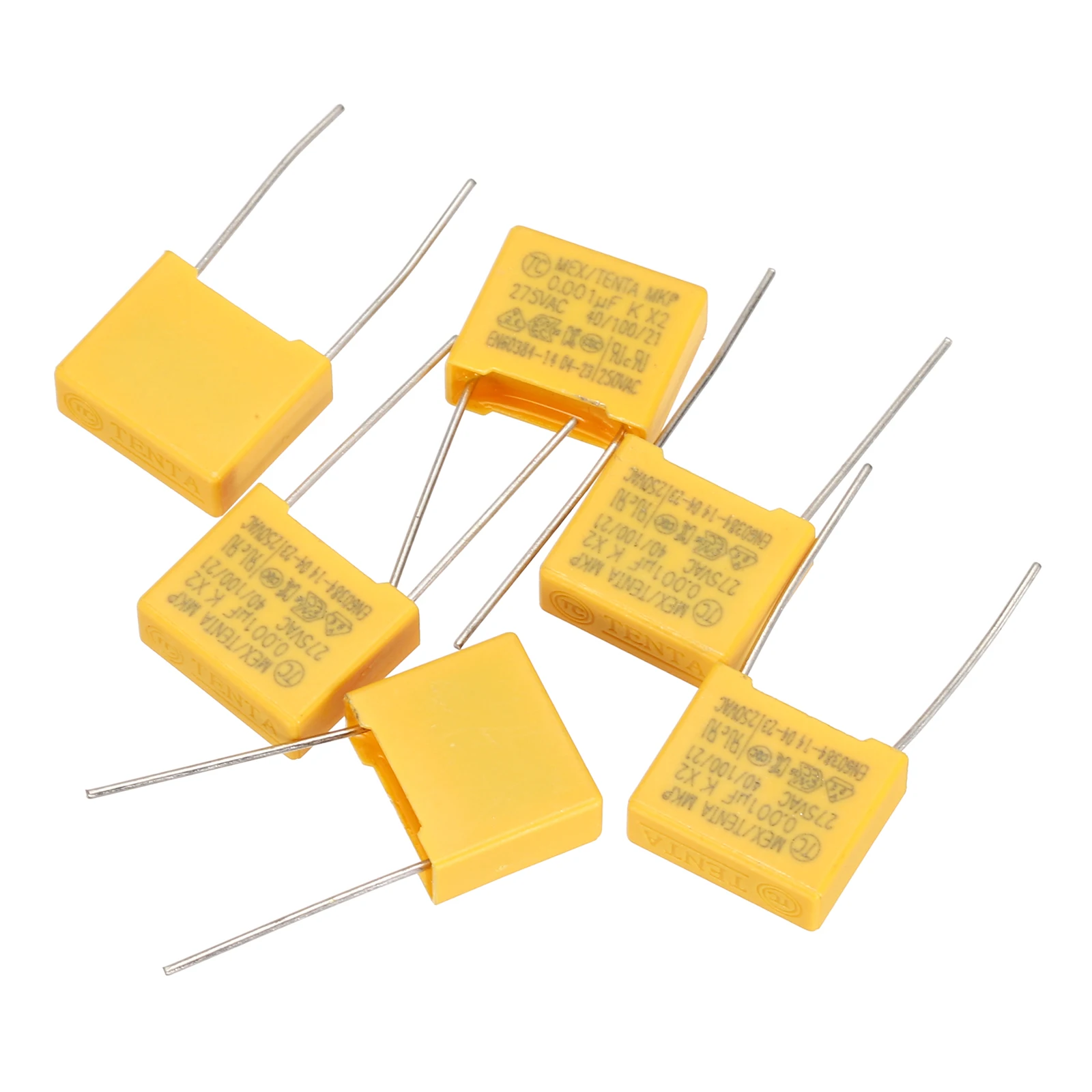 6/12Pcs Safety Capacitors 0.001uF-1.2uF AC 275V 10-22mm Pin Pitch Polypropylene Film Capacitor Assortment Kit for DIY Electronic