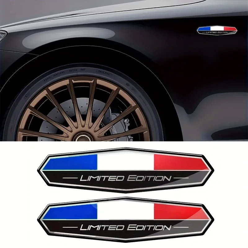 2pcs France Flag Limited Edition Decals French Flag  Self-Adhesive Stickers Design Glossy Finish Rear for Cars Motorcycles Bikes