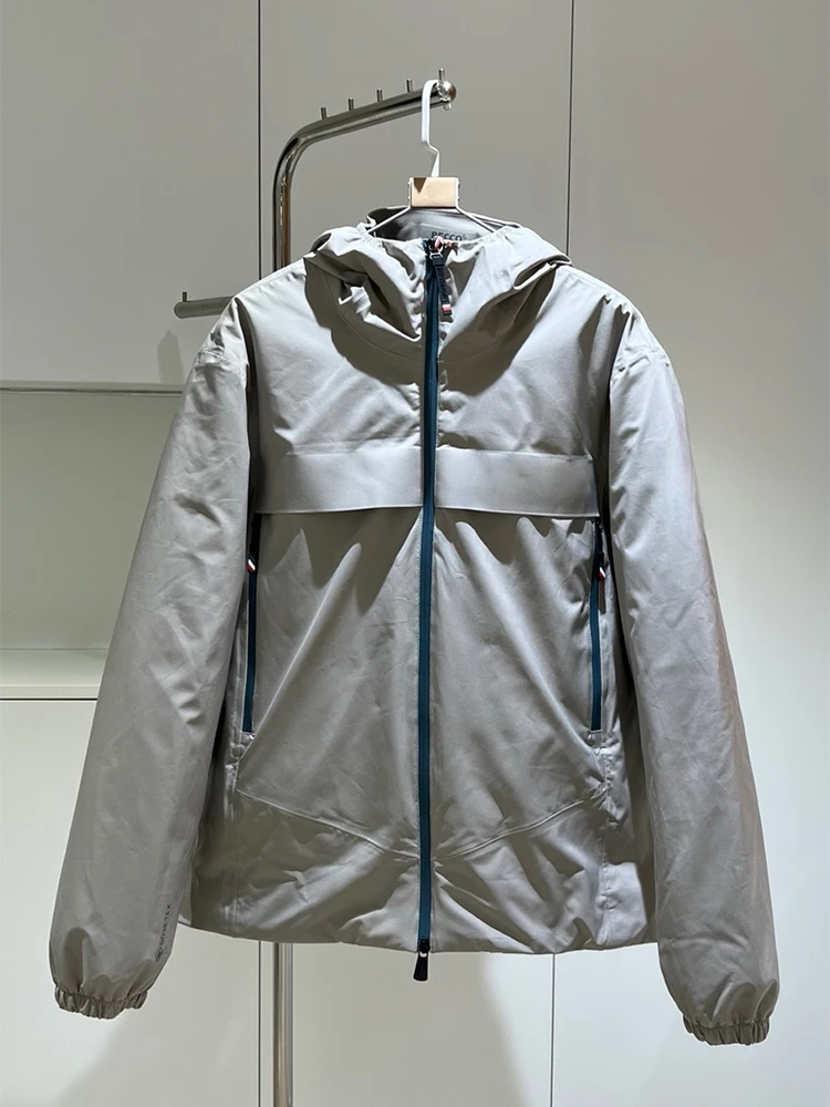 

Женская утепленная пуховая куртка с капюшоном для активного отдыха, ветрозащитная, водонепроницаемая, высококачественная, серая, с длинными рукавами, на молнии