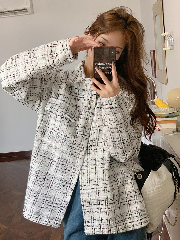 

White Weave ort Outerwear Bubble Sle Commute Faion Slim Fit Collar Button Closure Regular Sve Long Sve Coat