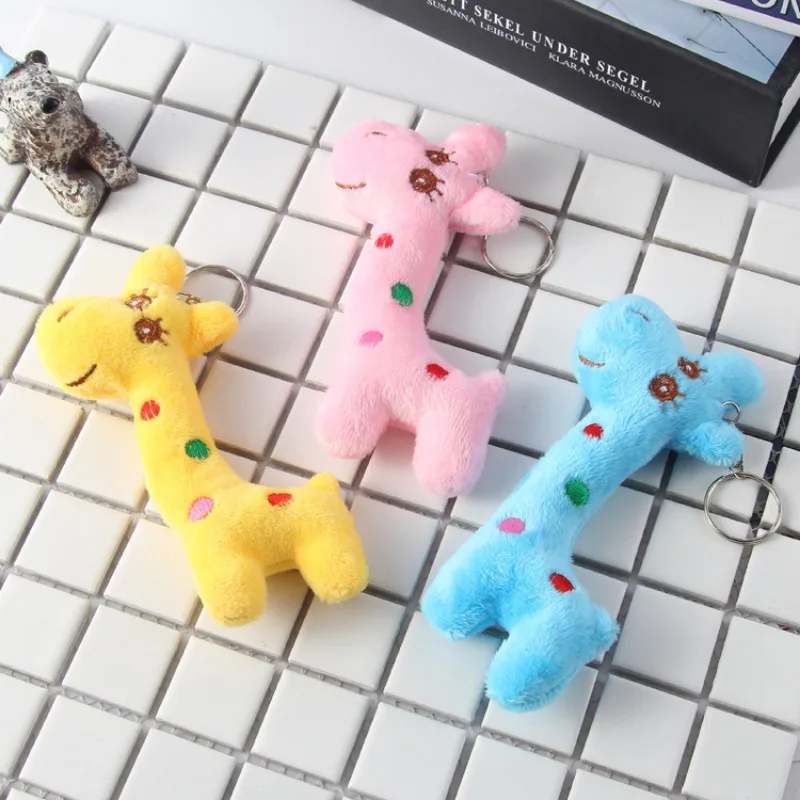 Cute Plush Giraffe Stuffed Toys Kawaii Animal Doll Keyring Children Soft Cute Plush Keychain Pendant for Kids Baby Funny Gift