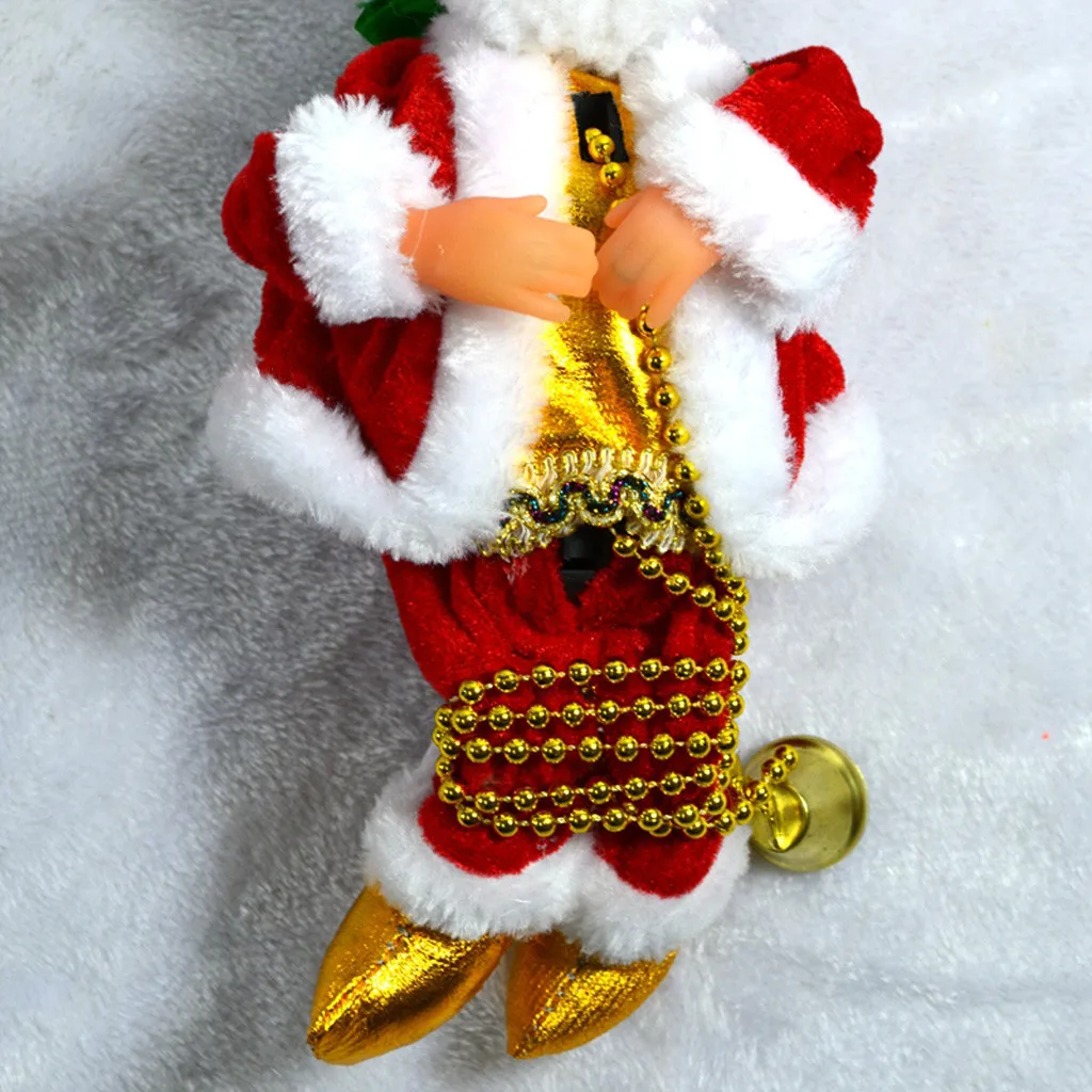 Santa Claus Climbing Beads Battery Operated Electric Climb Up and Down Climbing Santa with Light Music Christmas Decor Ornament