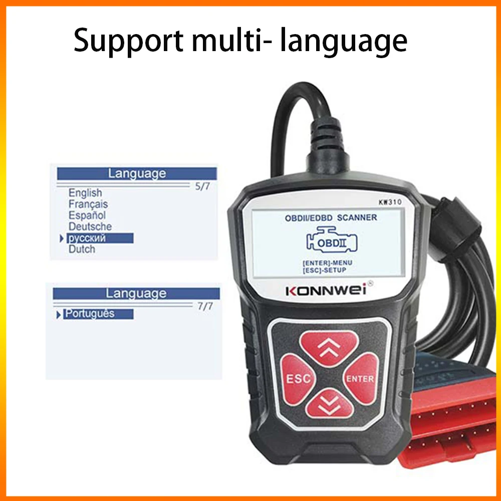 Automotive Inspection Tools Seven Language Car Fault Code Read Scanner Convenient To Carry Suitable For 12V Vehicles