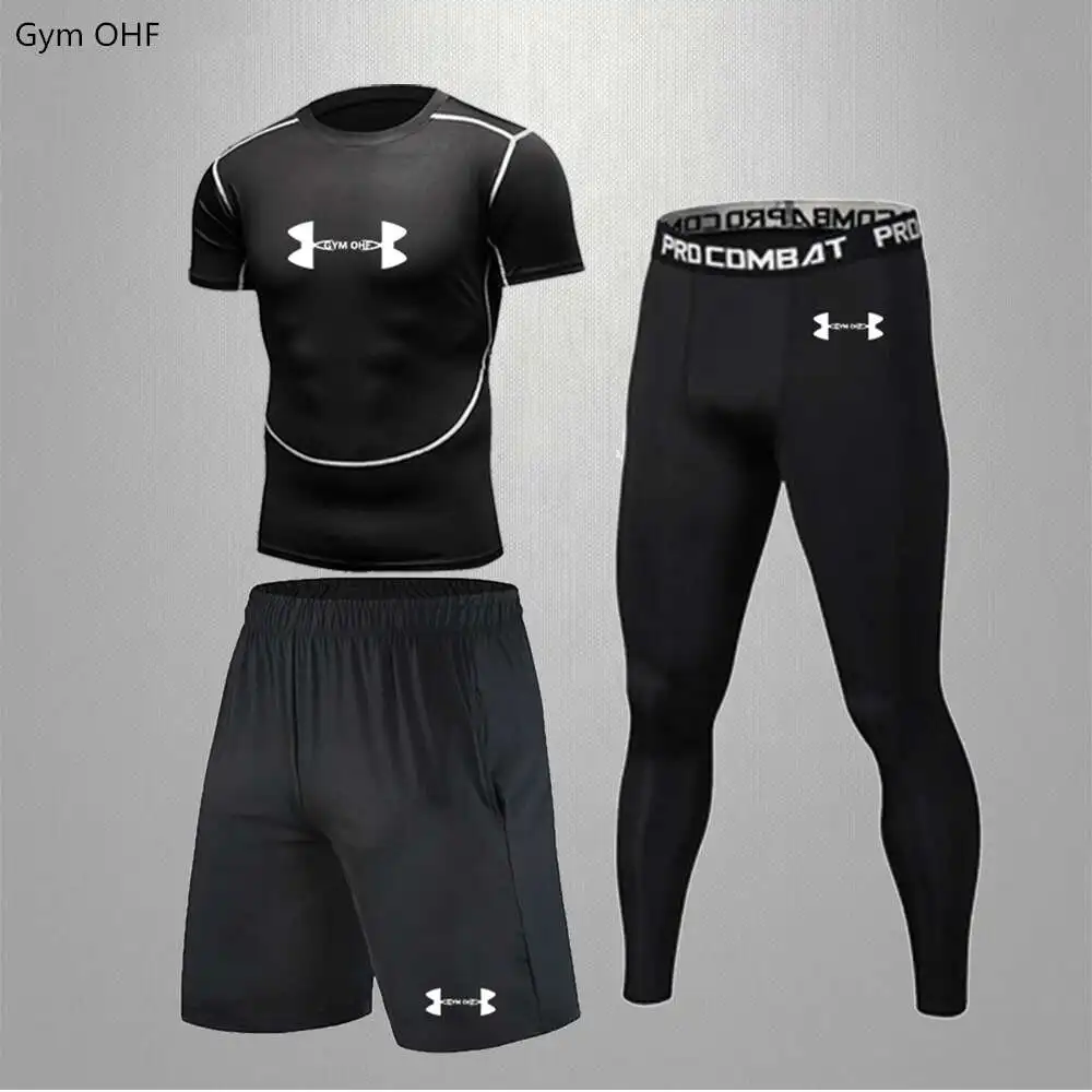 Men Compression Set Running Tights Workout Fitness Training Tracksuit Long Sleeves Shirts Sport Suit MMA rashgard Boxing Jerseys