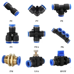 5 Pieces PU PE PY LSA HVFF 4/6/8/10/12/14/16mm Pipe Hose Tube Air Quick Push In Pneumatic Plastic Fitting Connectors