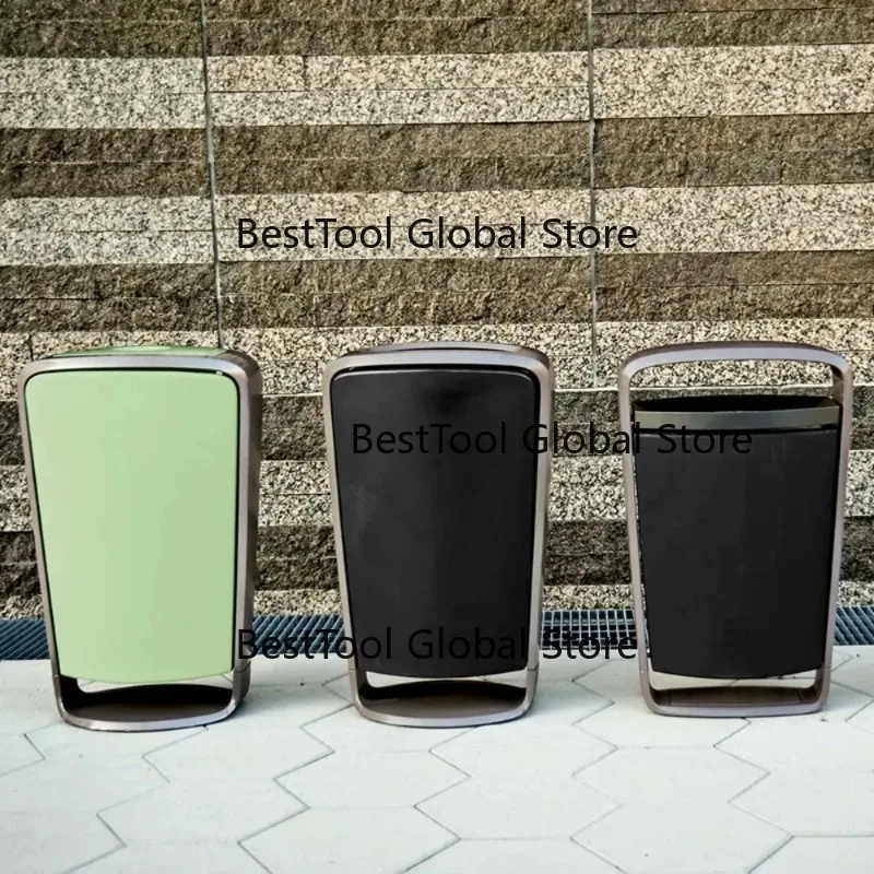 Modern Large Stainless Steel Outdoor Trash Can for Park Street Sanitation Public Community Classification Waste Bin