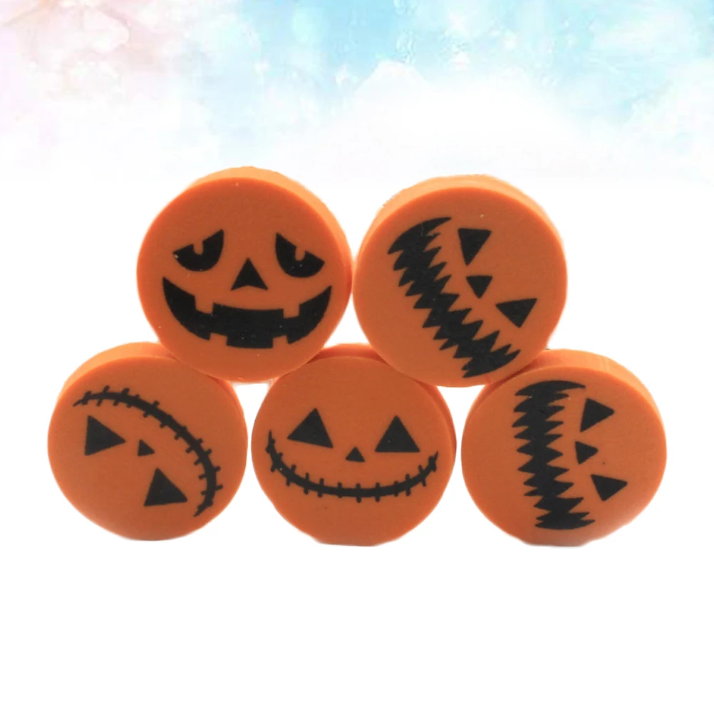 24 PCS/Set Pumpkin Eraser Round Shape Pencil Cartoon Hollow Random Pattern Shaped