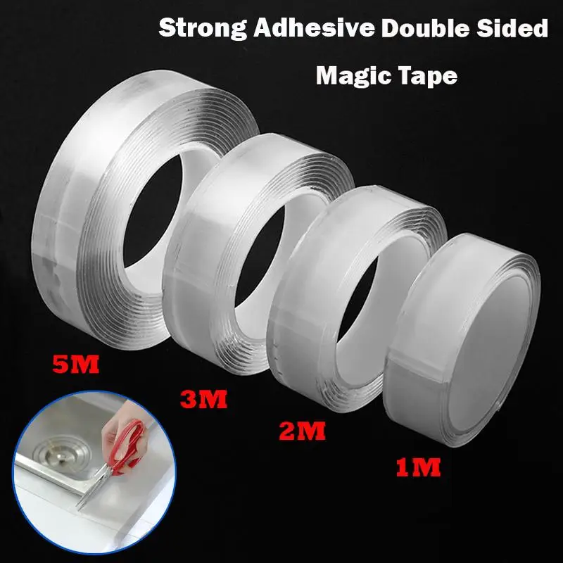 2cmX3m Double-sided adhesive tape Transparent Seamless tape Washable kitchen bathroom clear tape