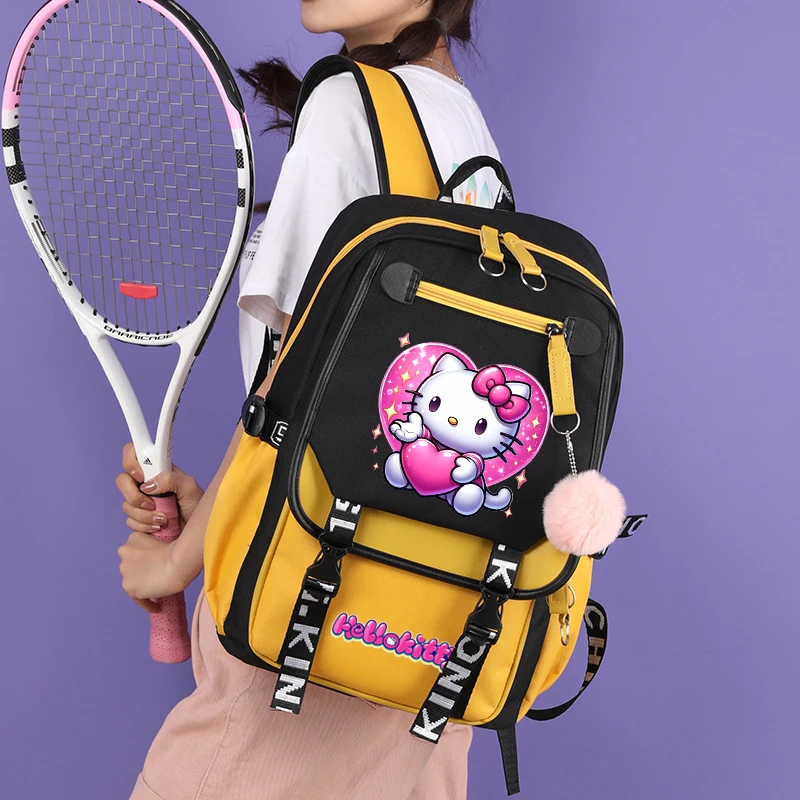 3Pcs/set Hello Kitty Backpack Women Rucksack for Student Girl Boy Back To School Bookbag Teenager Child Shoulder Bag Lunch Bags