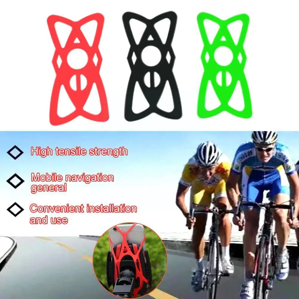 1Pcs Bike Motorcycle Phone Mount Tether X Web Grip Cell Holder Elastic Security Rubber Strap Band Universal Silicone Phone Z6C0